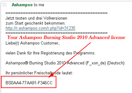 ashampoo burning studio 2010 serial key download